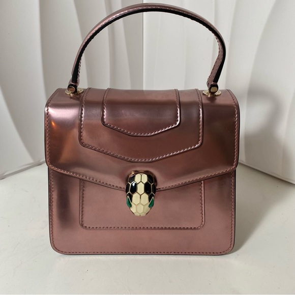 BVLGARI Handbags - BVLGARI Serpenti Forever Metallic Leather Top Handle Bag